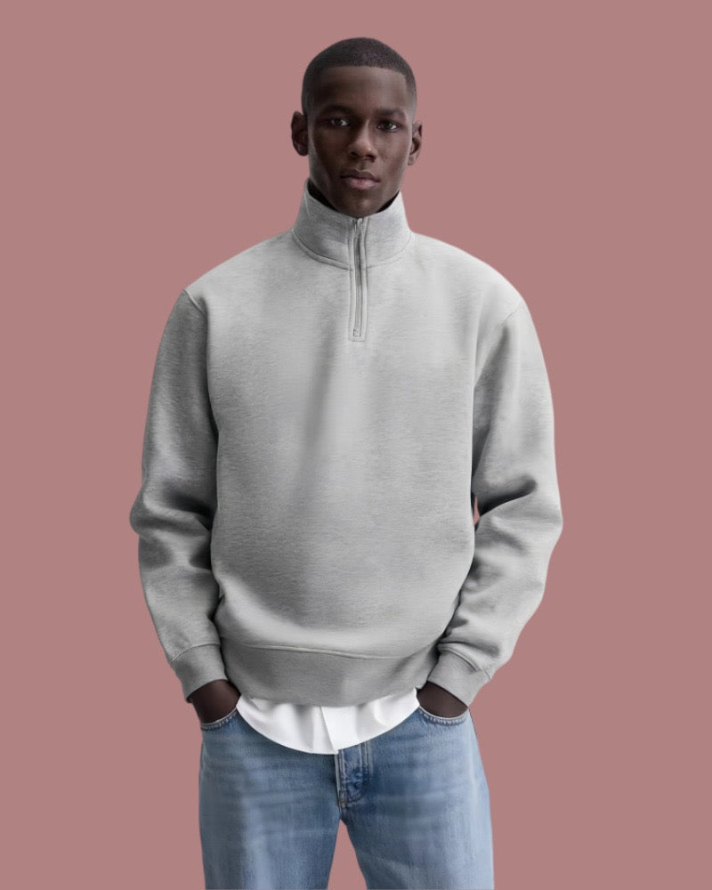 Grauer Half-Zip Pullover