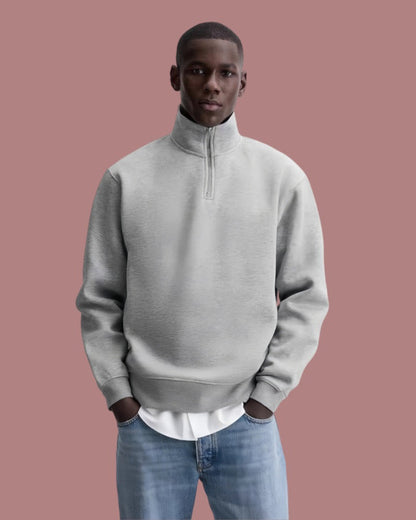 Grauer Half-Zip Pullover