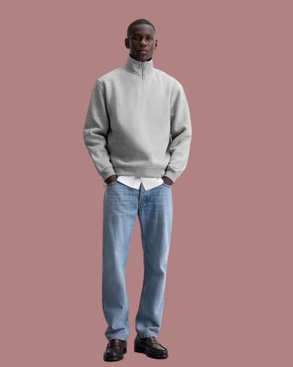 Grauer Half-Zip Pullover